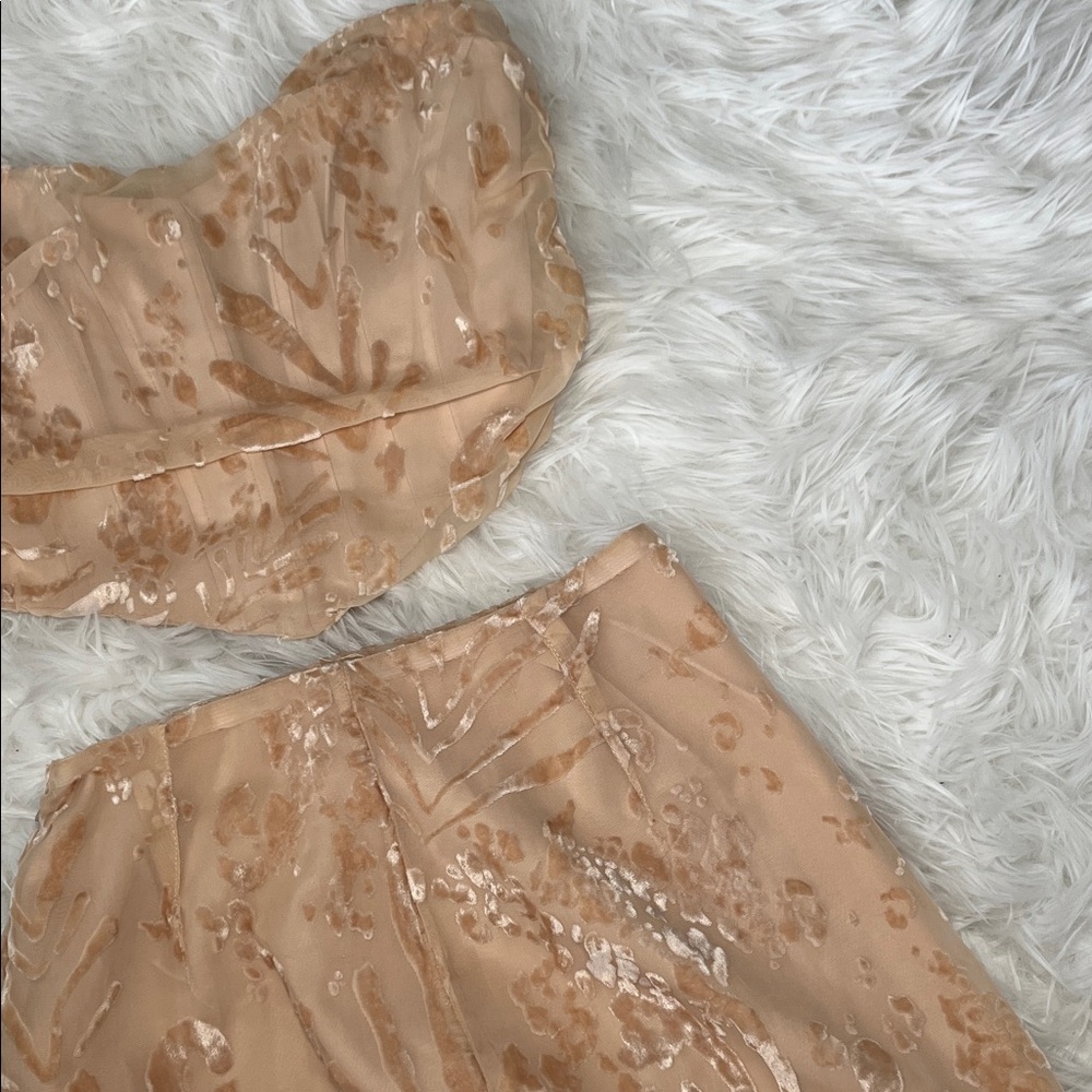 Sabo Skirt Beige Sequin Strapless Two-Piece Set